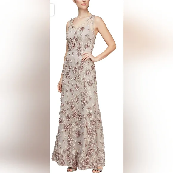 chinese dress ladies Alex Evenings A-line Rosette Dress – Modern Dress main image 1